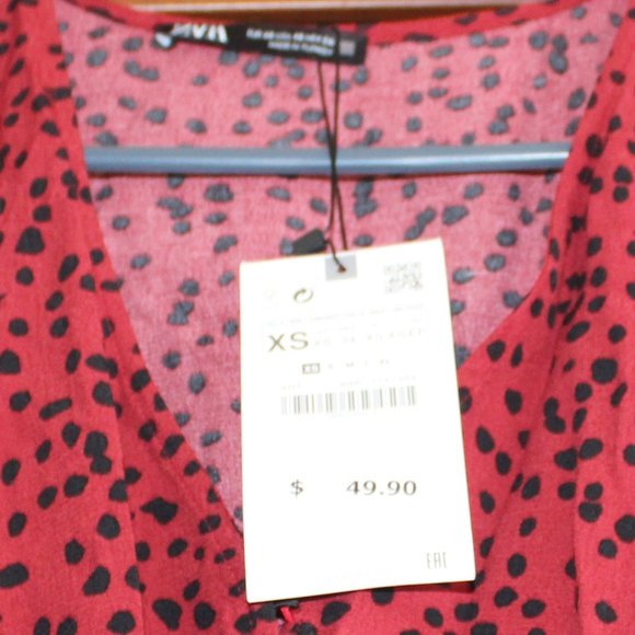 New Zara Long-Sleeved Dark Burgundy Mini Dress - Picture 4 of 5